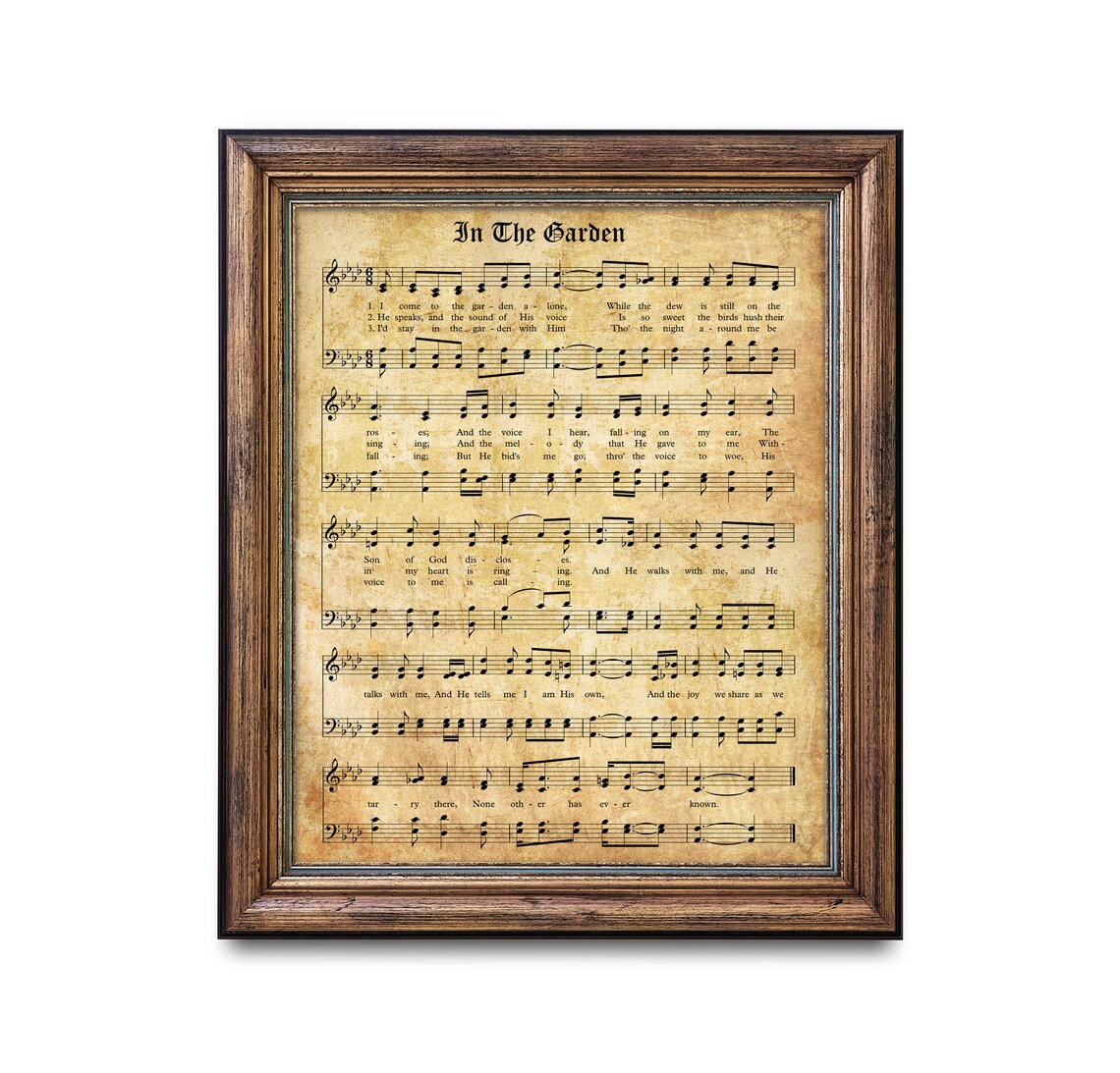 In The Garden Vintage Hymn Sheet Music Art Print