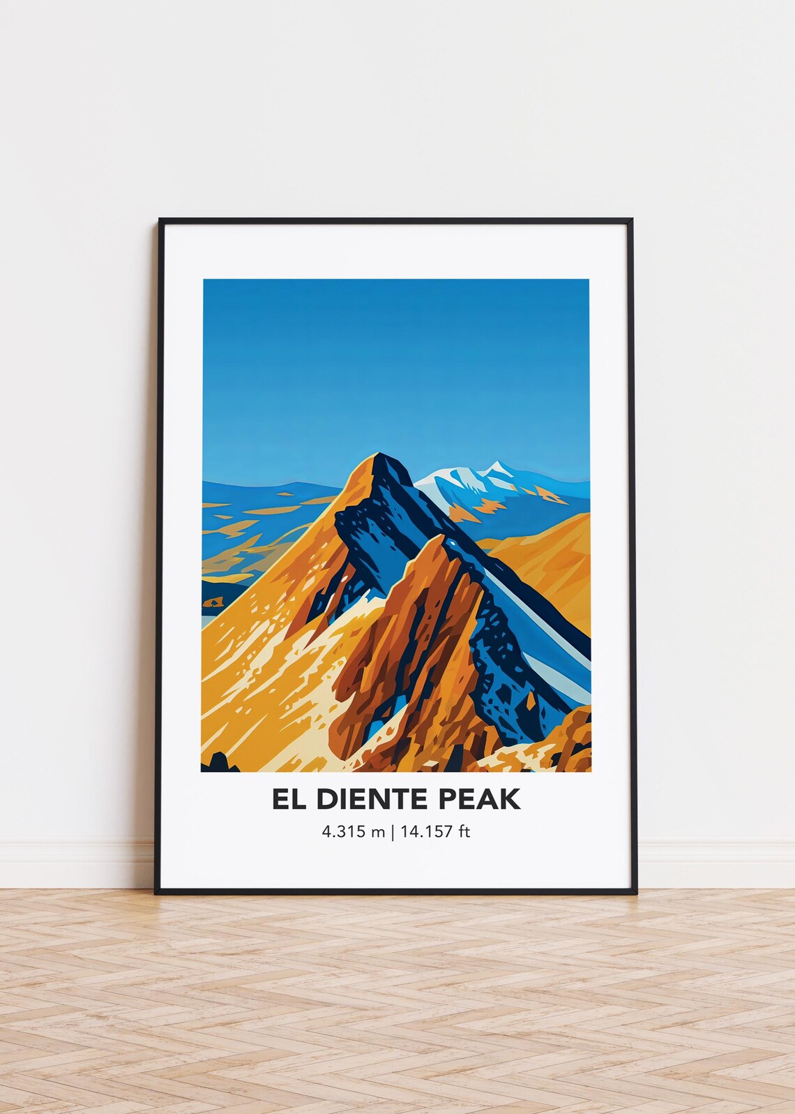 El Diente Peak Mountain Illustration Art Print