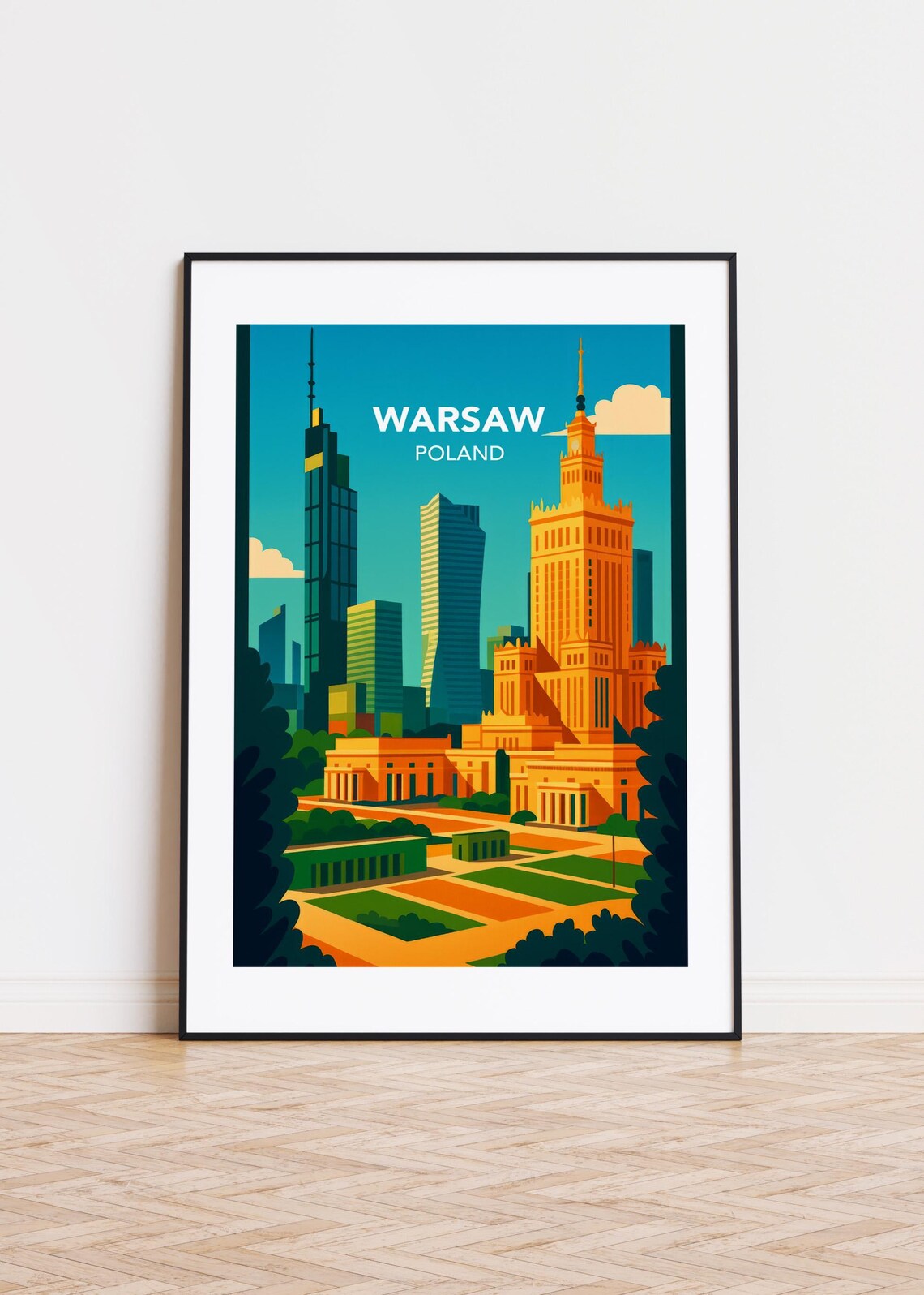 Warsaw Poland Palace of Culture and Science Skyline Poster Art