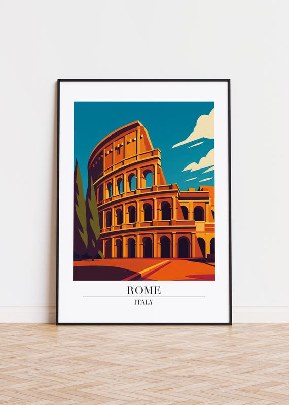 Rome Cityscape Poster, Modern Italy Art Print