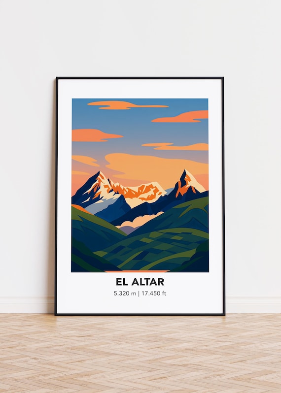 El Altar Mountain Illustration Art Print Modern Home Decor