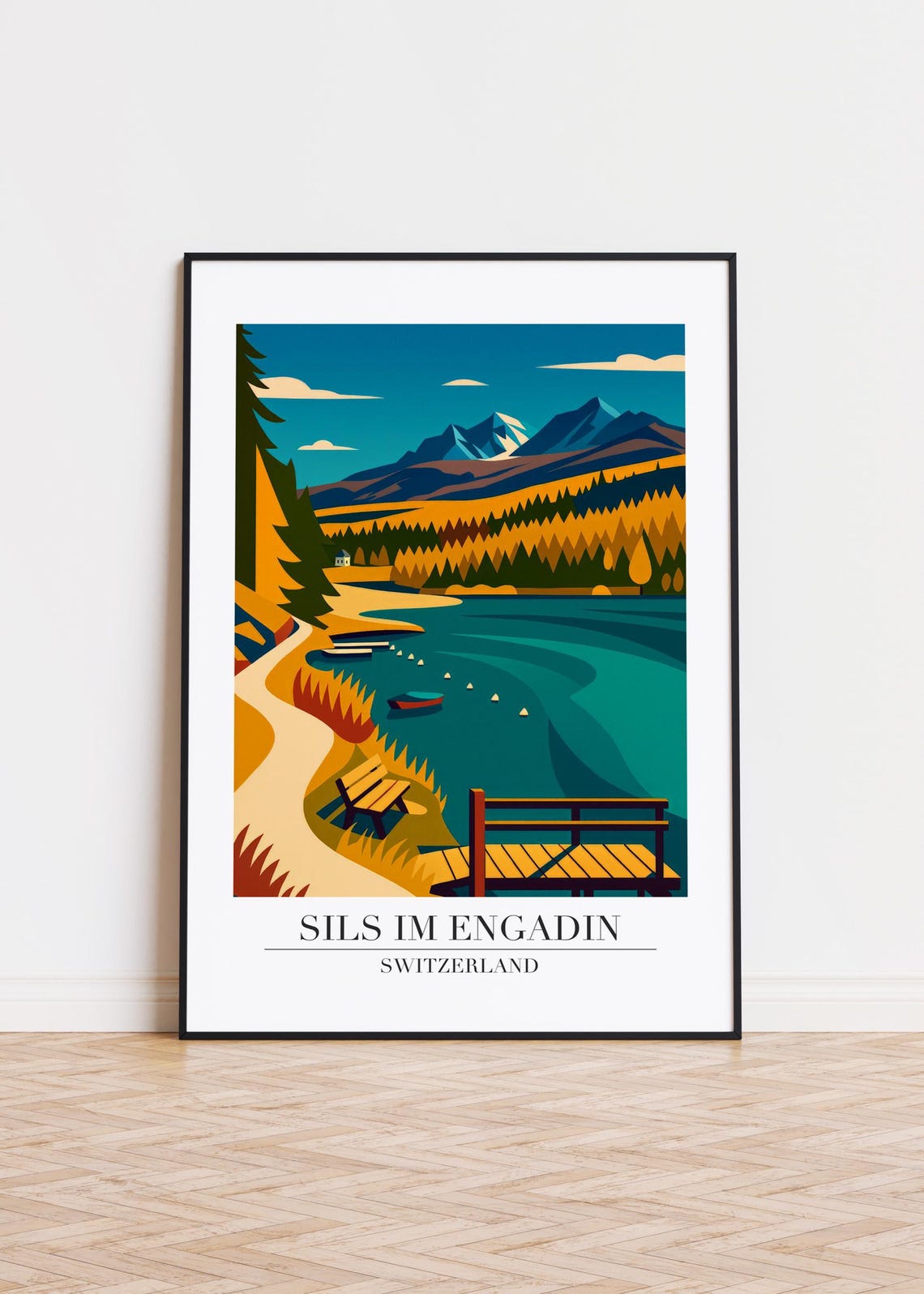 Sils im Engadin Switzerland Alpine Lake Mountains Travel Poster