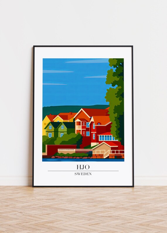 Hjo Sweden Poster Modern Scandinavian Illustration Art