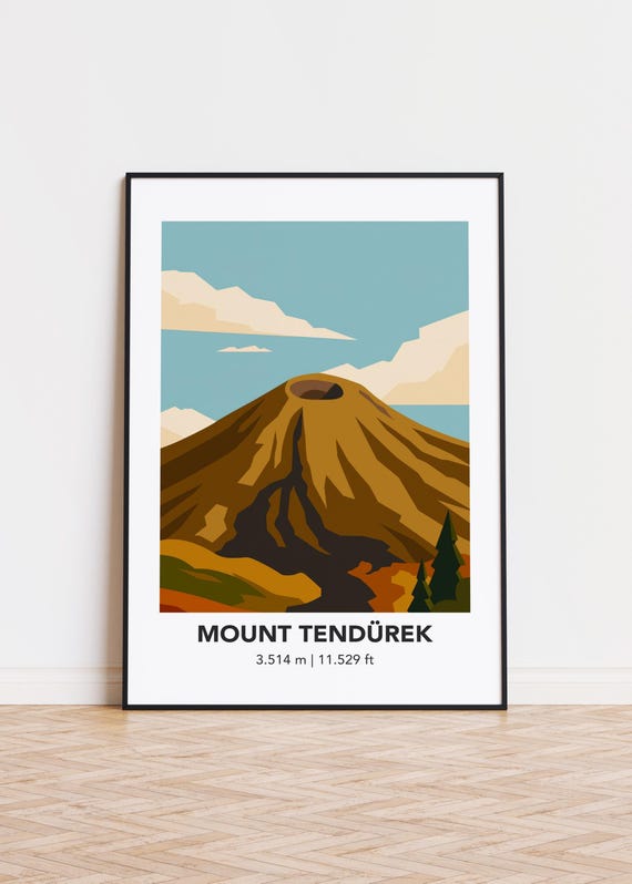 Mount Tendrek Art Print Mountain Illustration Poster