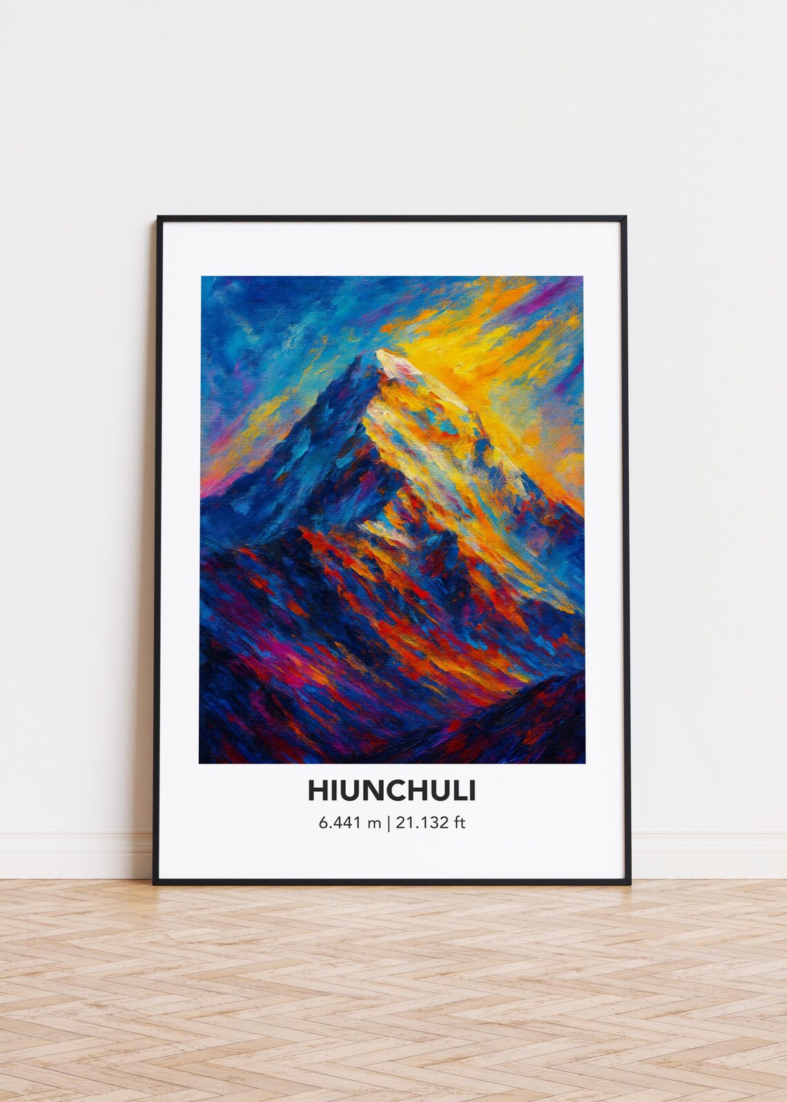 Hiunchuli Peak Himalaya Colorful Oil Style Mountain Travel Poster