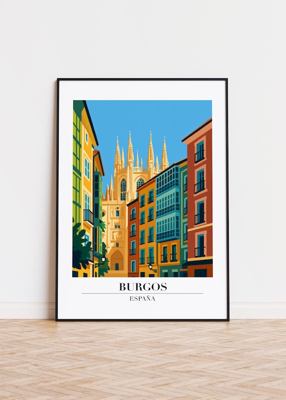 Burgos Spain Gothic Cathedral Old Town Vintage Travel Poster