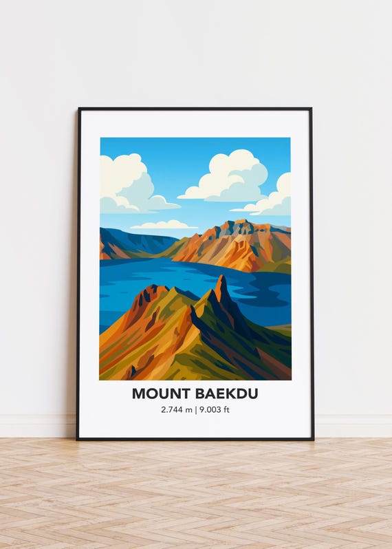 Mount Baekdu Poster Modern Minimalist Mountain Art Print