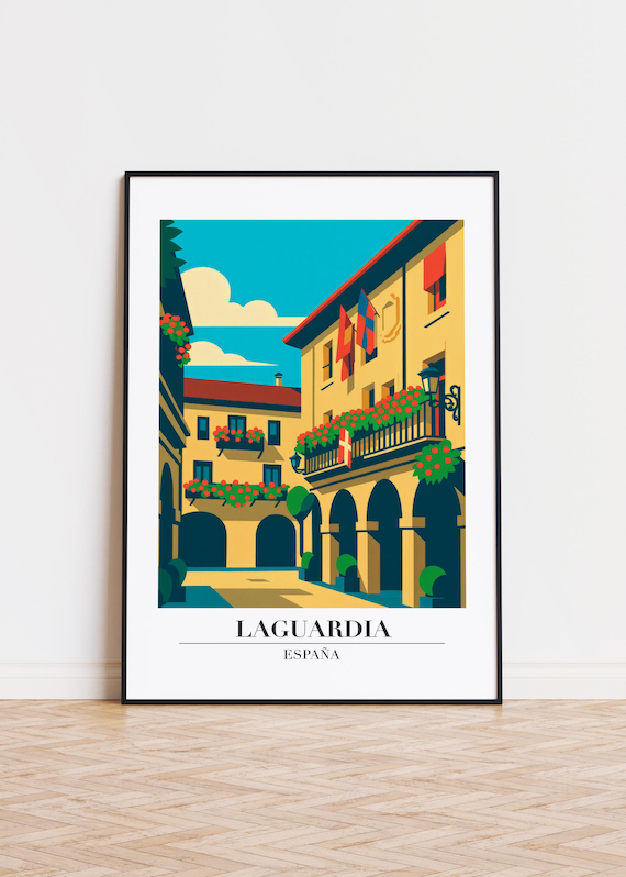 Laguardia Spain Charming Old Town Street Illustration Poster