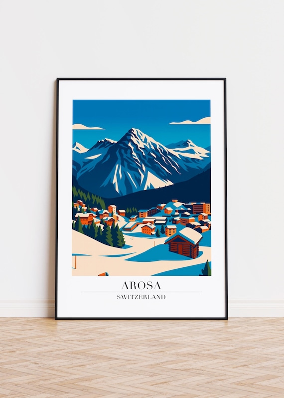 Arosa Switzerland Travel Scene Alpine Ski Village Snowy Art Print