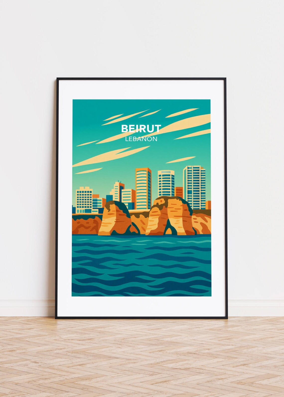 Beirut Cityscape, Modern Lebanon Travel Poster