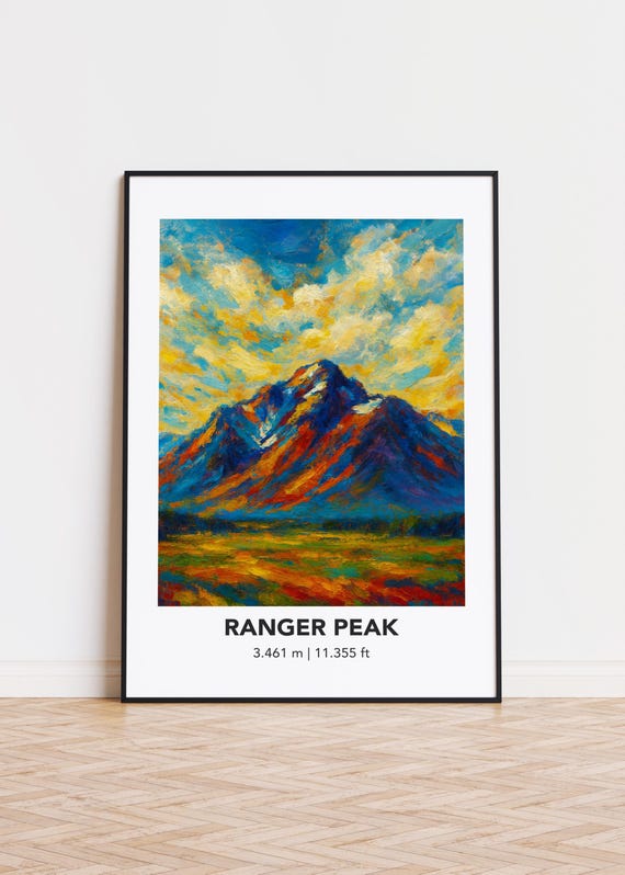 Ranger Peak Mountain Art Poster Modern Oil Painting Style Print