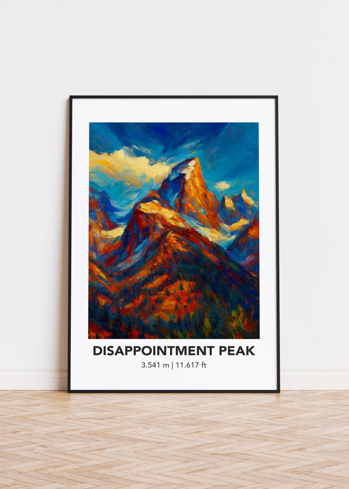 Disappointment Peak Fiery Sunset Peaks Oil Painting Mountain Poster