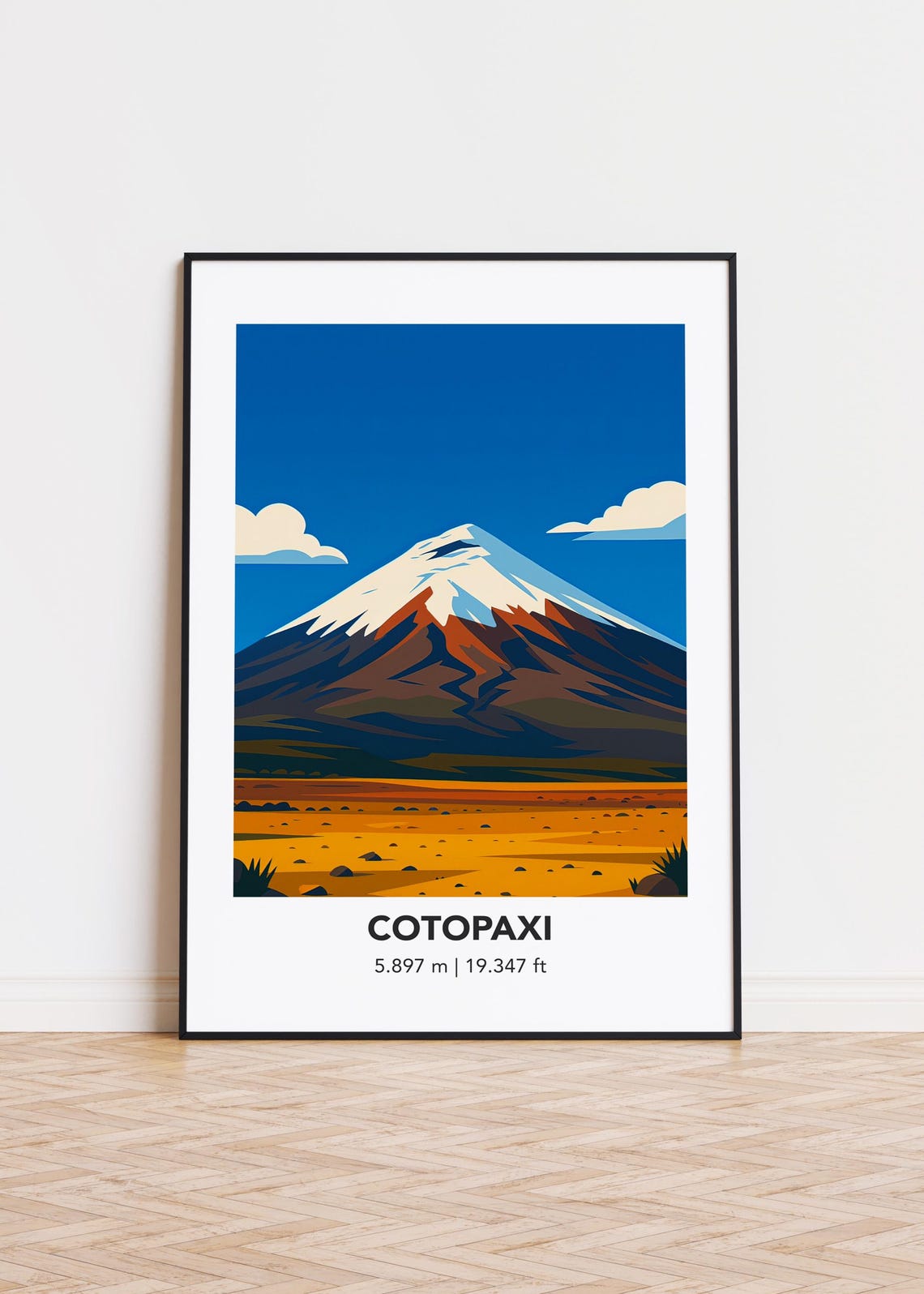 Cotopaxi Perfect Cone Volcano Over Golden Desert Plain Poster