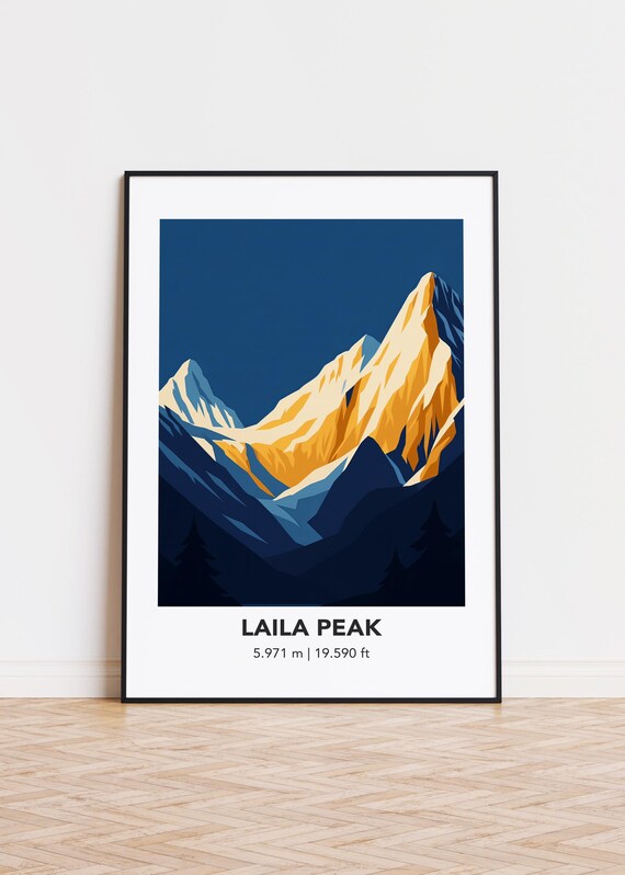 Laila Peak Illustration Art Print Modern Mountain Poster