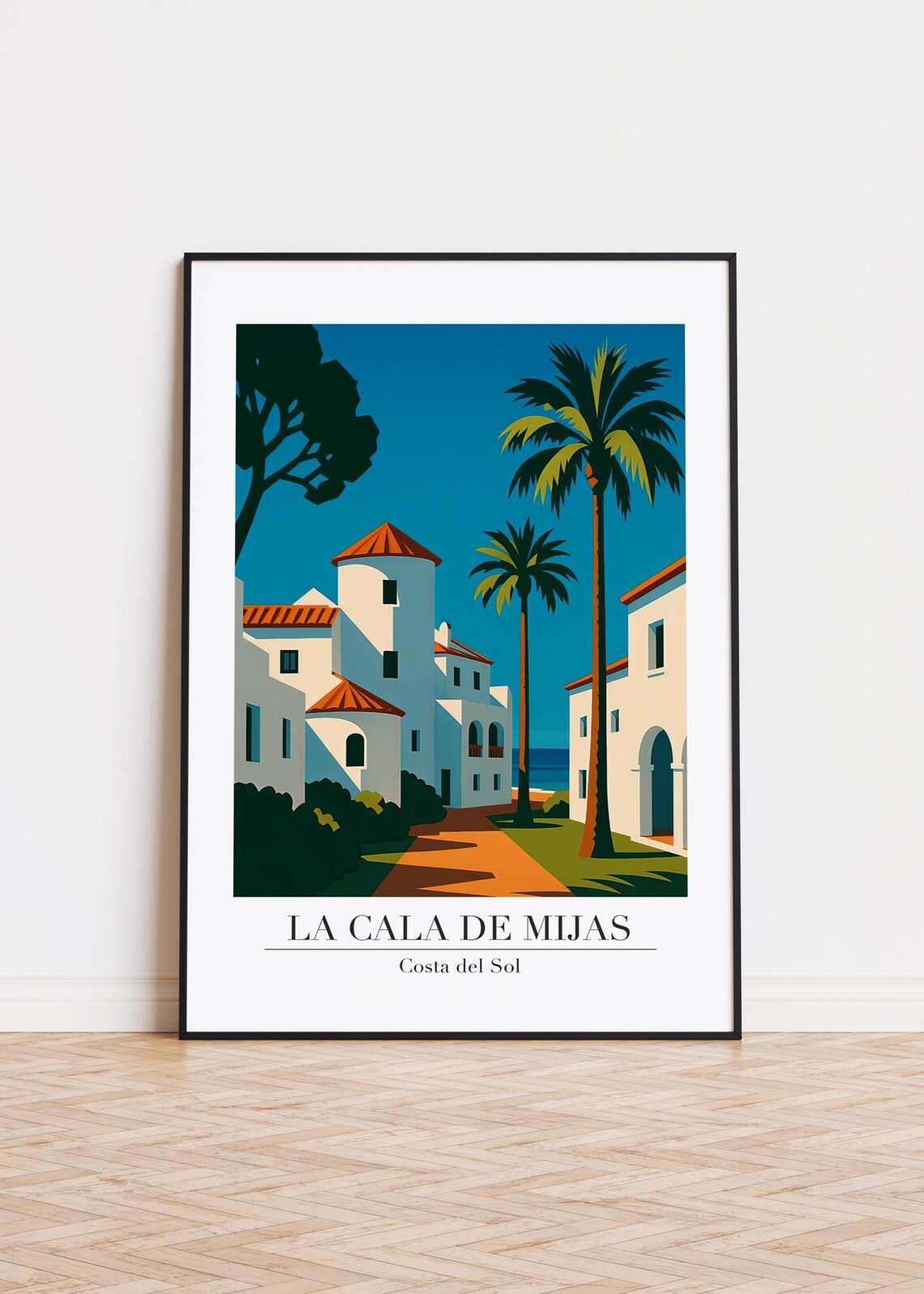 La Cala de Mijas Costa del Sol Retro White Village Travel Poster
