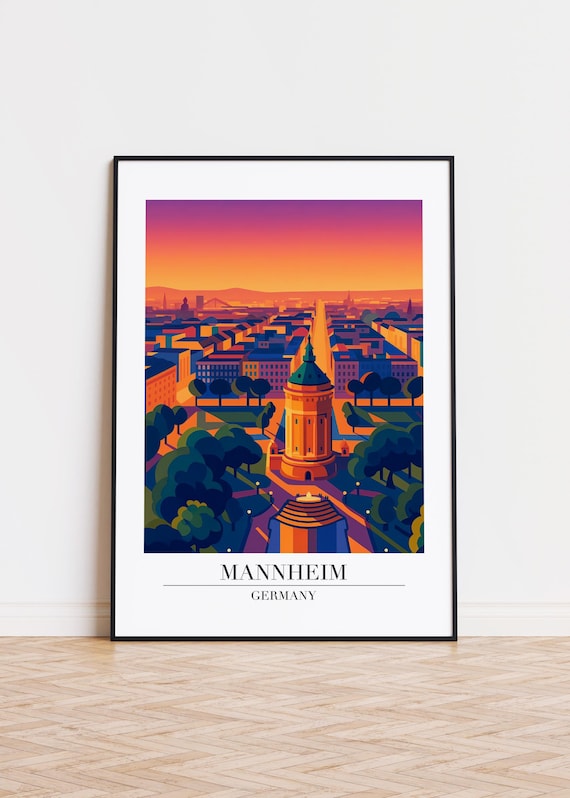Mannheim Cityscape Poster Modern German Illustration Art