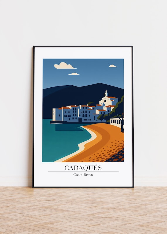 Cadaqués Costa Brava Beach Old Town Harbor Illustration Poster