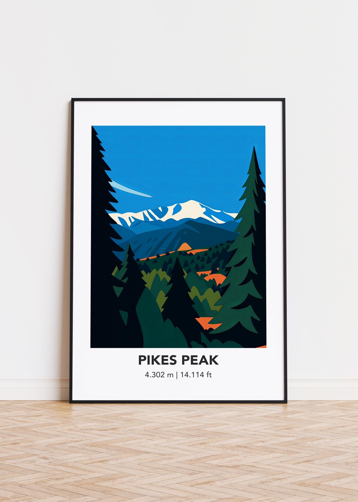 Pikes Peak Colorado 14114 ft Snowy Mountain Landscape Poster