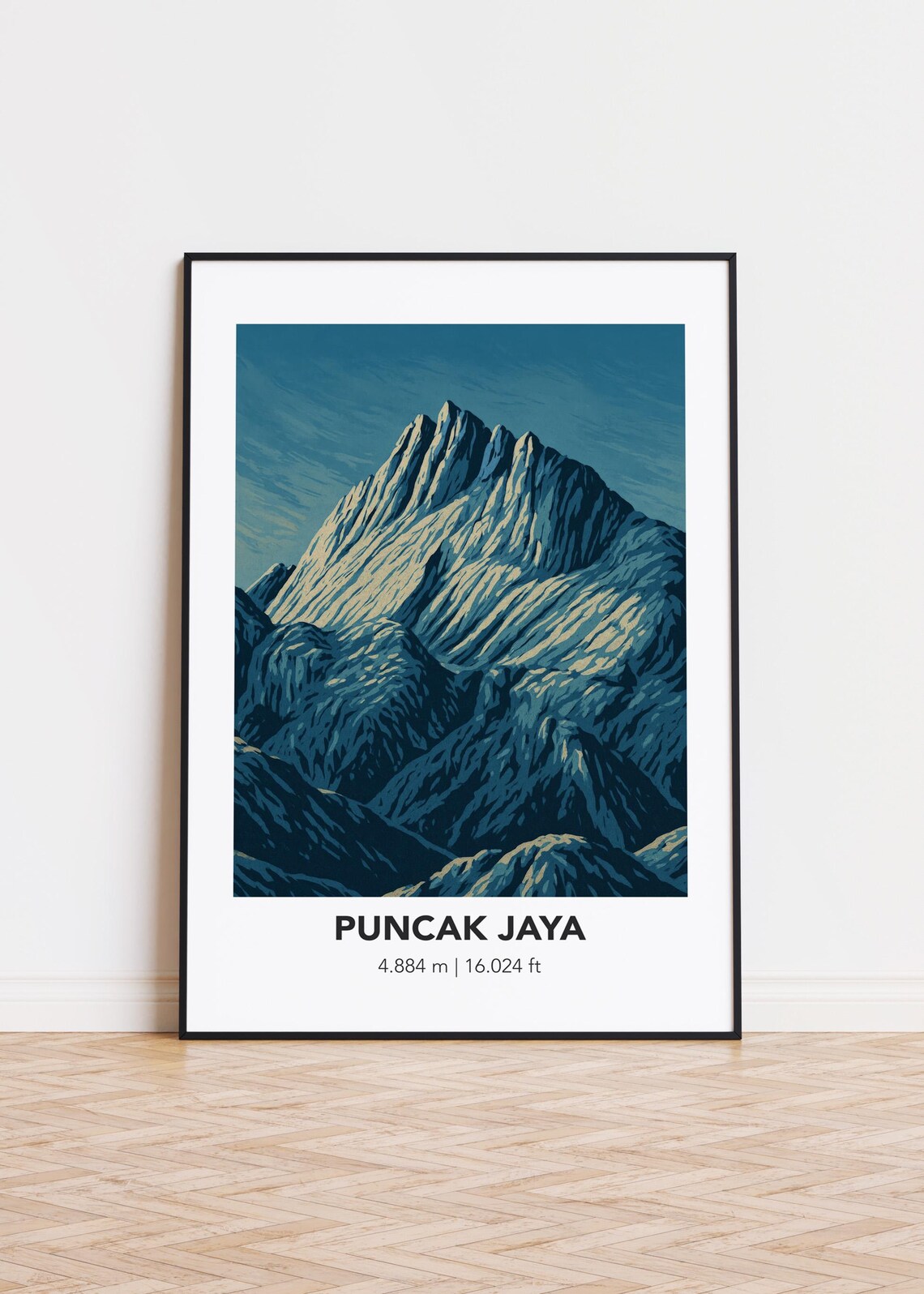 Puncak Jaya Poster, Mountain Illustration