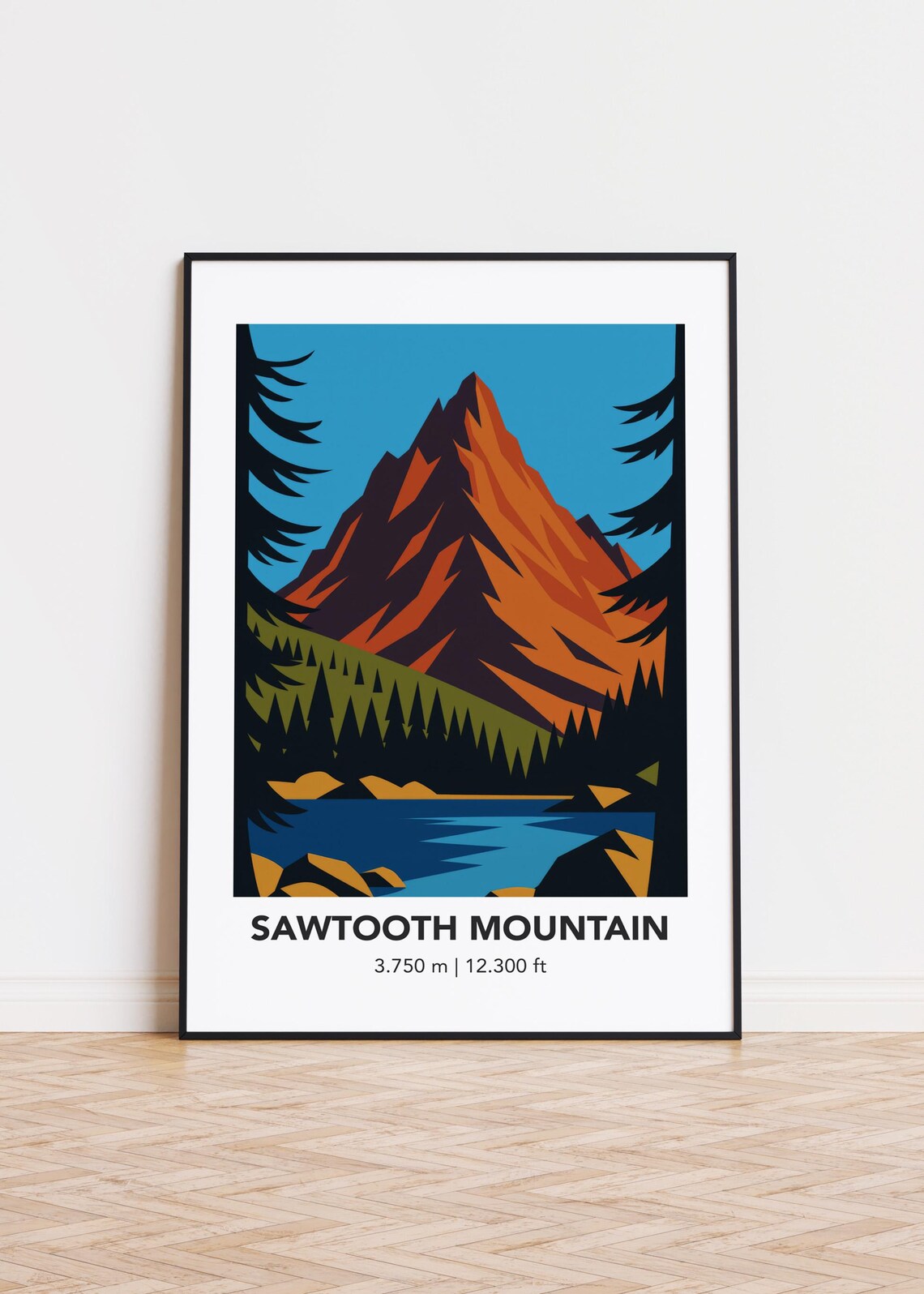 Sawtooth Mountain Modern Illustration Art Print
