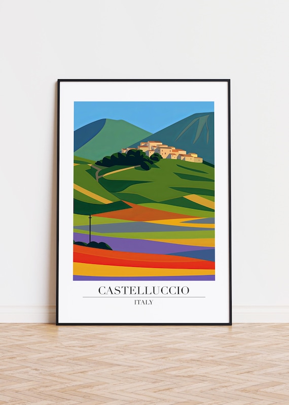 Castelluccio Italy Modern Travel Poster