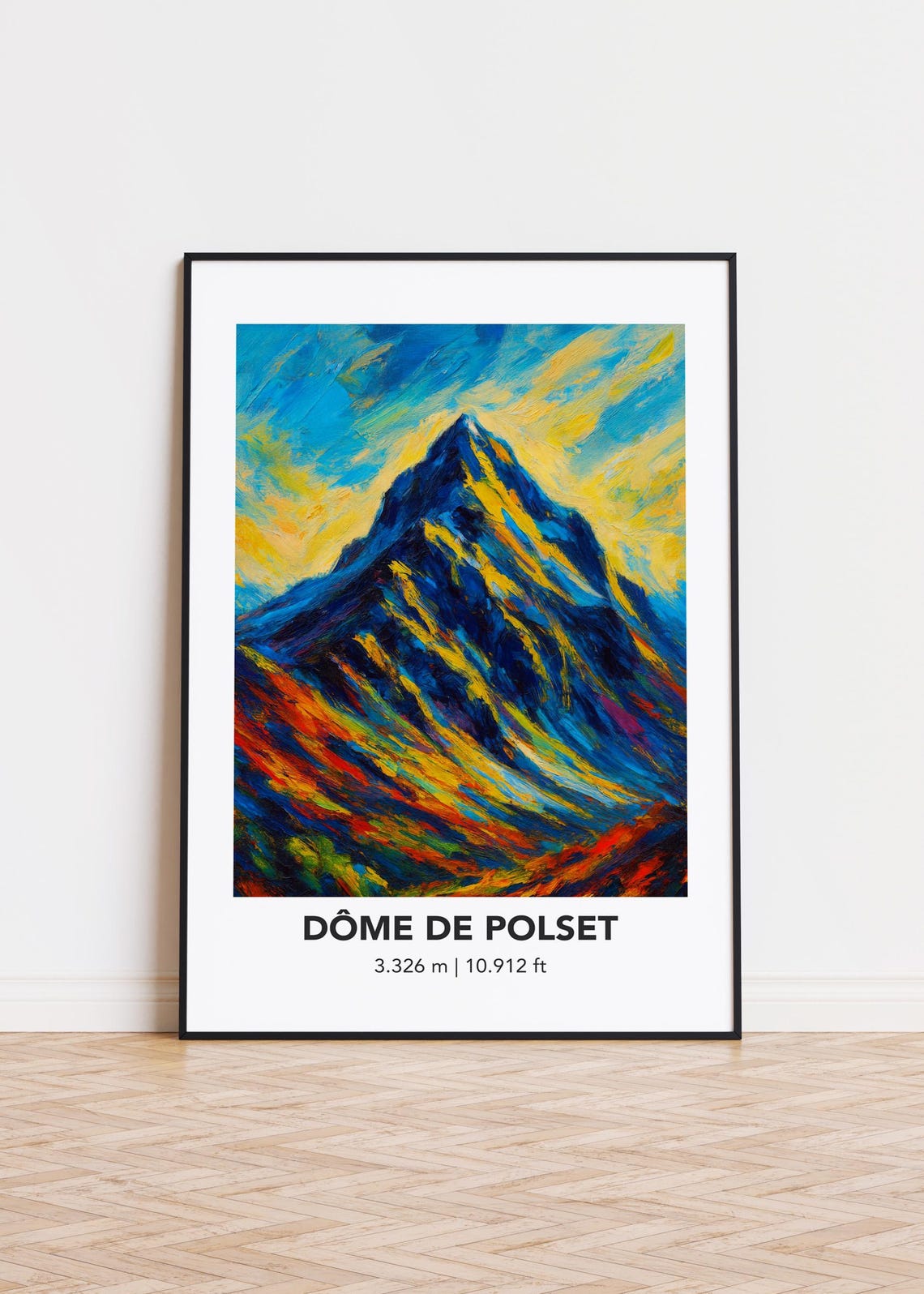 Dome de Polset Alpine Peak Colorful Oil Painting Style Mountain Poster