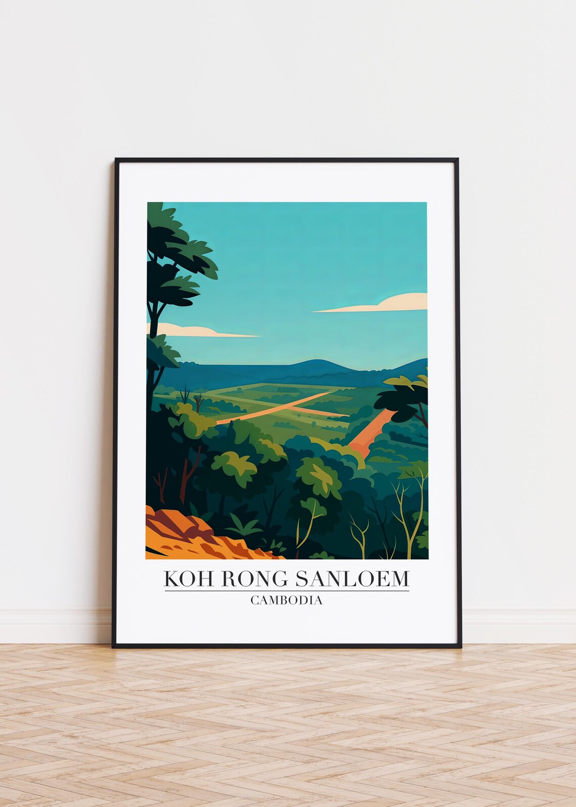Koh Rong Sanloem Cambodia Lush Tropical Jungle Viewpoint Travel Poster