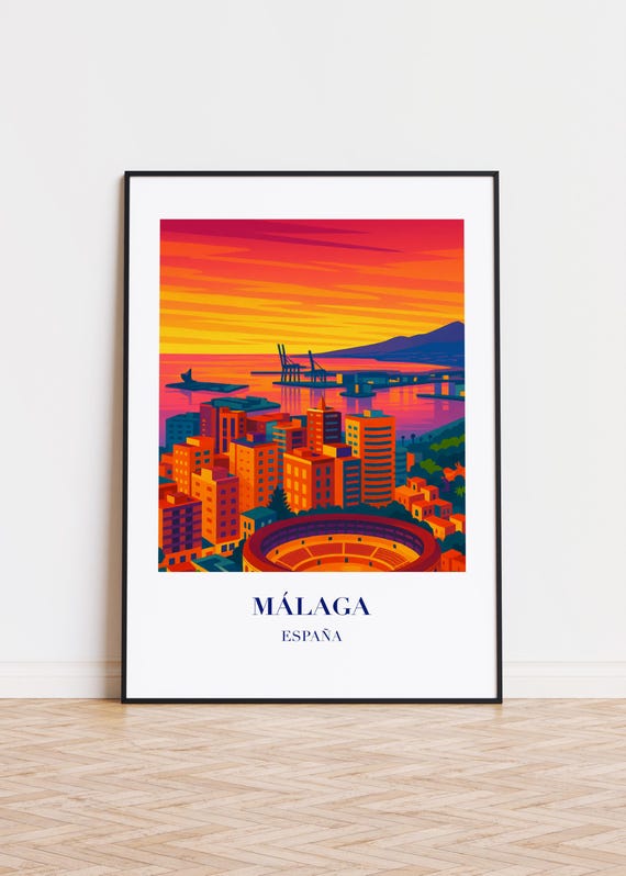 Mlaga Spain Poster City Skyline Art Print