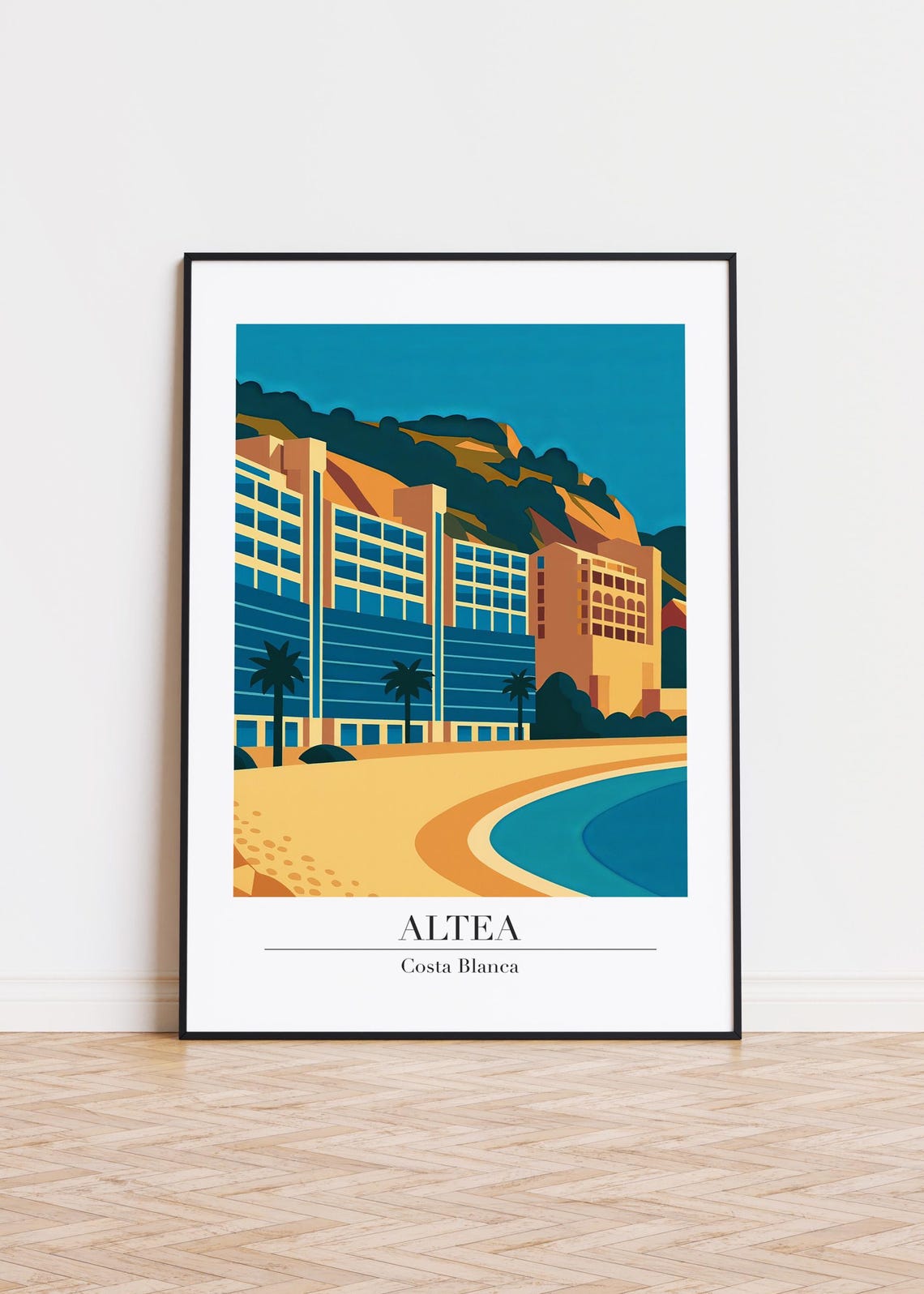 Altea Costa Blanca Spain Beachfront Hotels Vintage Travel Poster