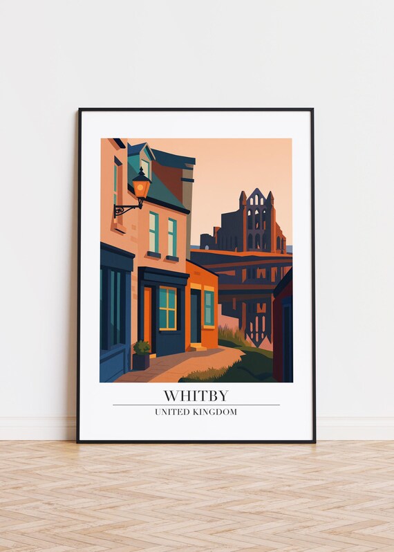 Whitby Travel Poster United Kingdom Illustration Art