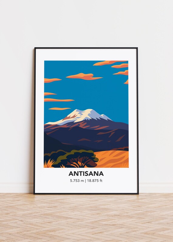 Antisana Mountain Illustration Art Print Modern Home Decor
