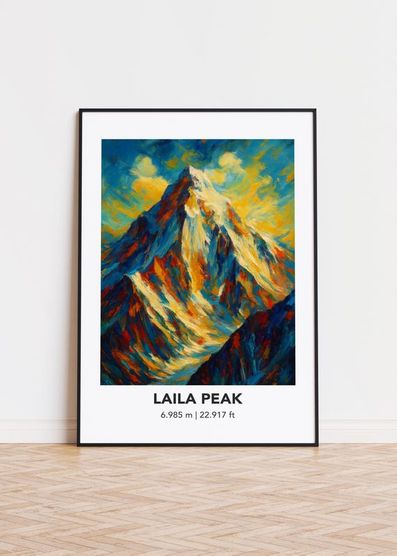 Laila Peak Poster Mountain Print Modern Oil Painting Style Art
