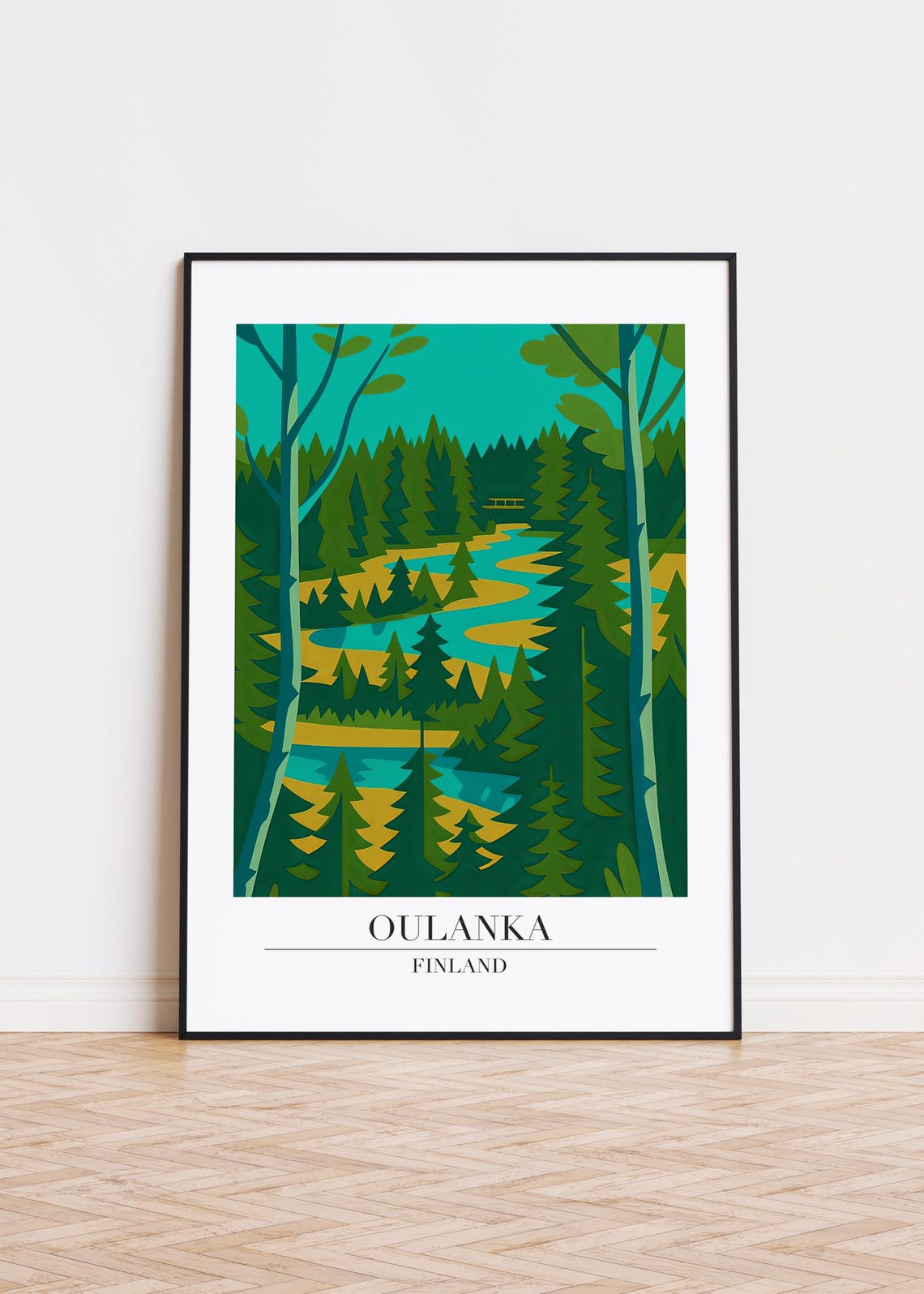 Oulanka Finland Winding River Through Evergreen Forest Poster