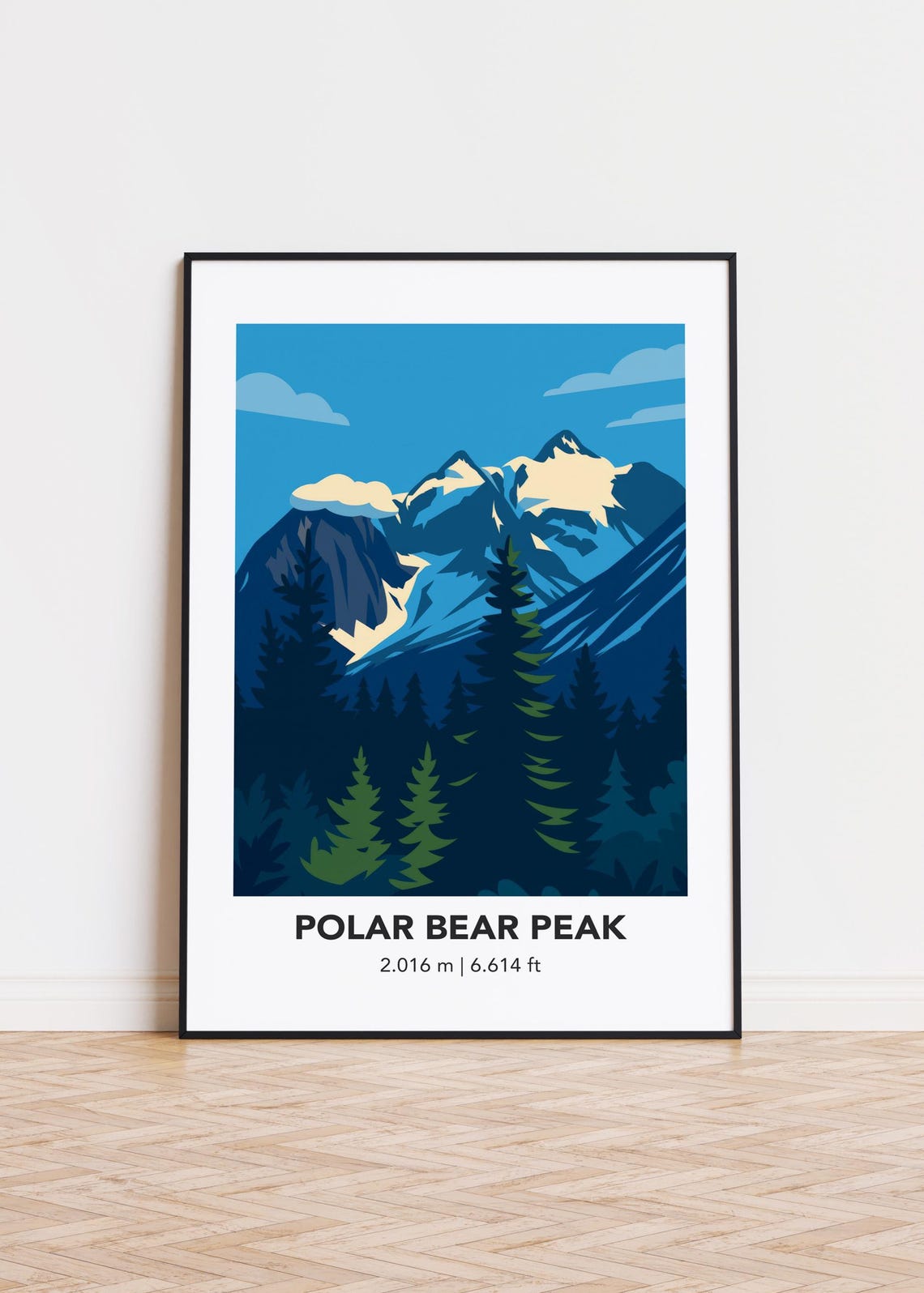 Polar Bear Peak Mountain Print Modern Minimalist Art Poster