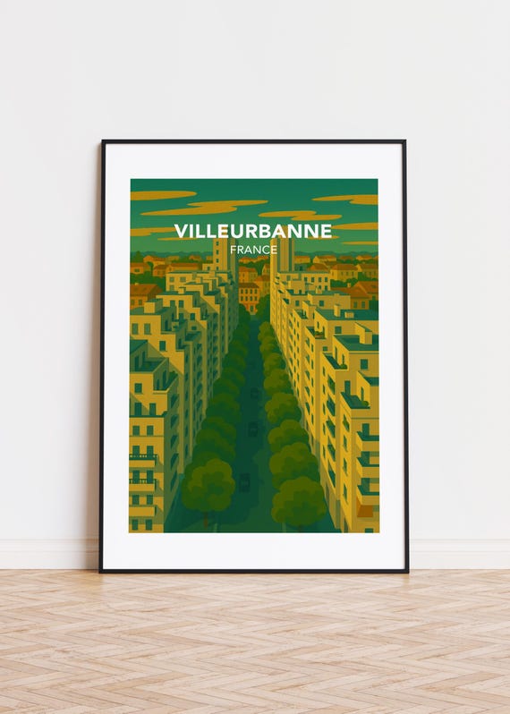 Villeurbanne Illustration, Modern City Art Print