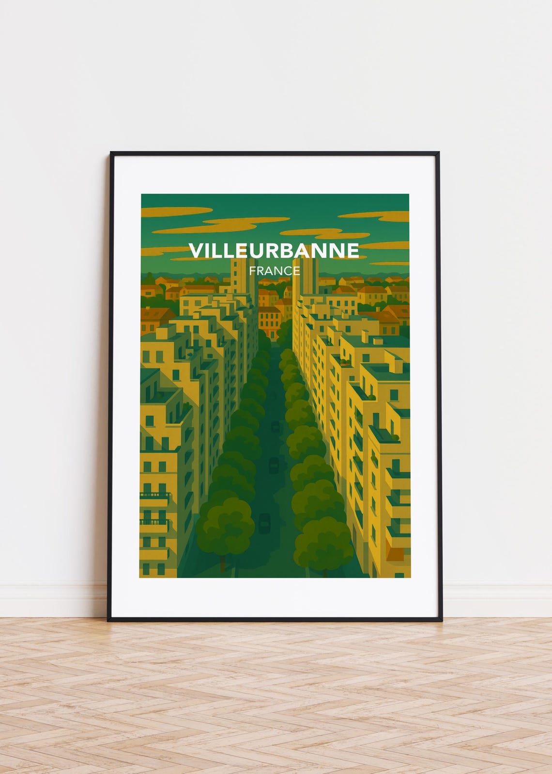 Villeurbanne Illustration, Modern City Art Print