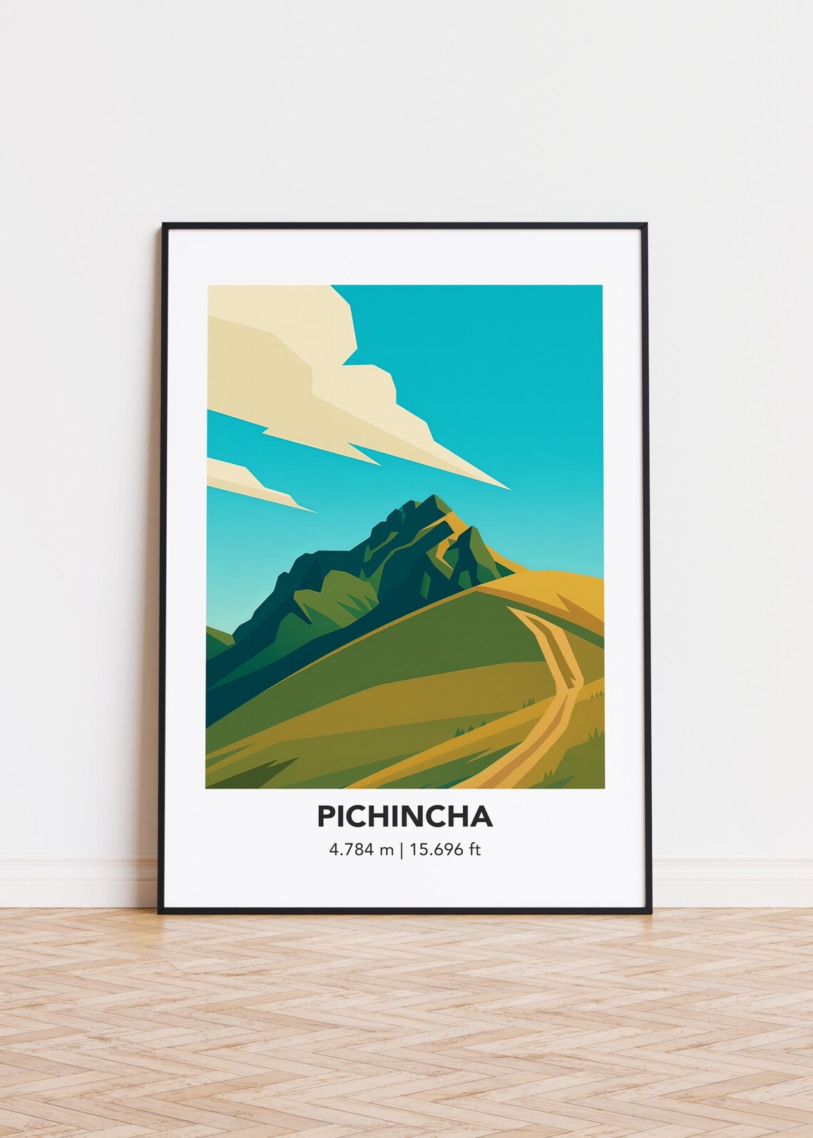 Pichincha Illustration, Ecuador Mountain Poster