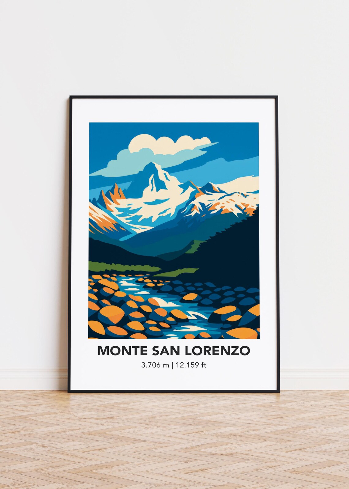 Monte San Lorenzo Mountain Illustration Art Poster