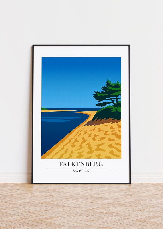 Falkenberg Sweden Poster Modern City Illustration Art