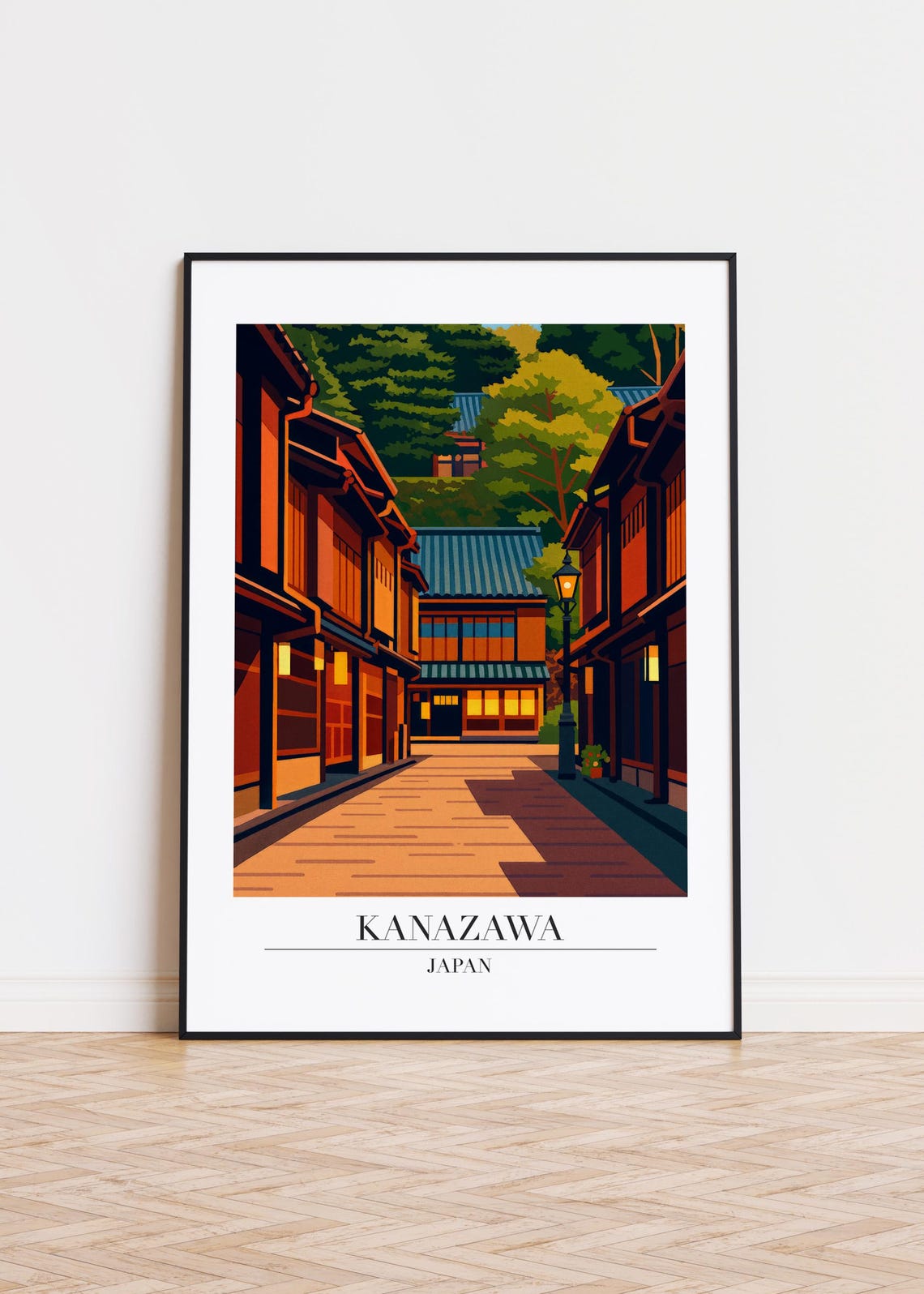 Kanazawa City Art Print, Modern Japanese Illustration