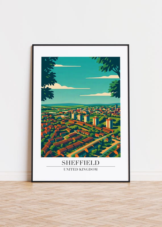 Sheffield Cityscape Poster Modern United Kingdom Art Print