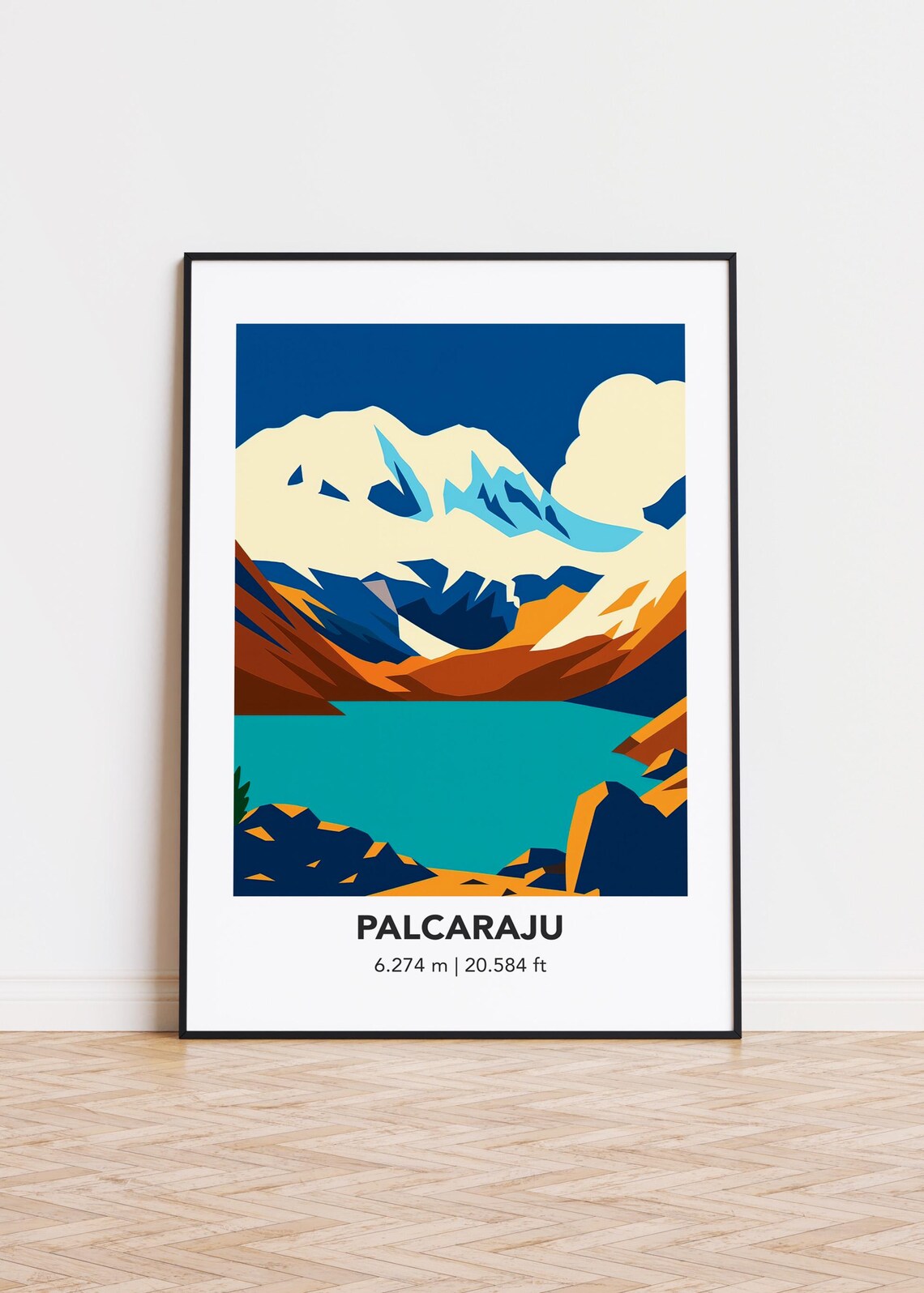 Palcaraju Mountain Illustration Art Print Modern Minimalist Poster