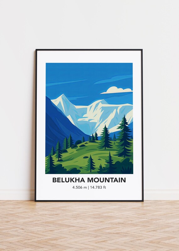Belukha Mountain Art Print Modern Landscape Illustration
