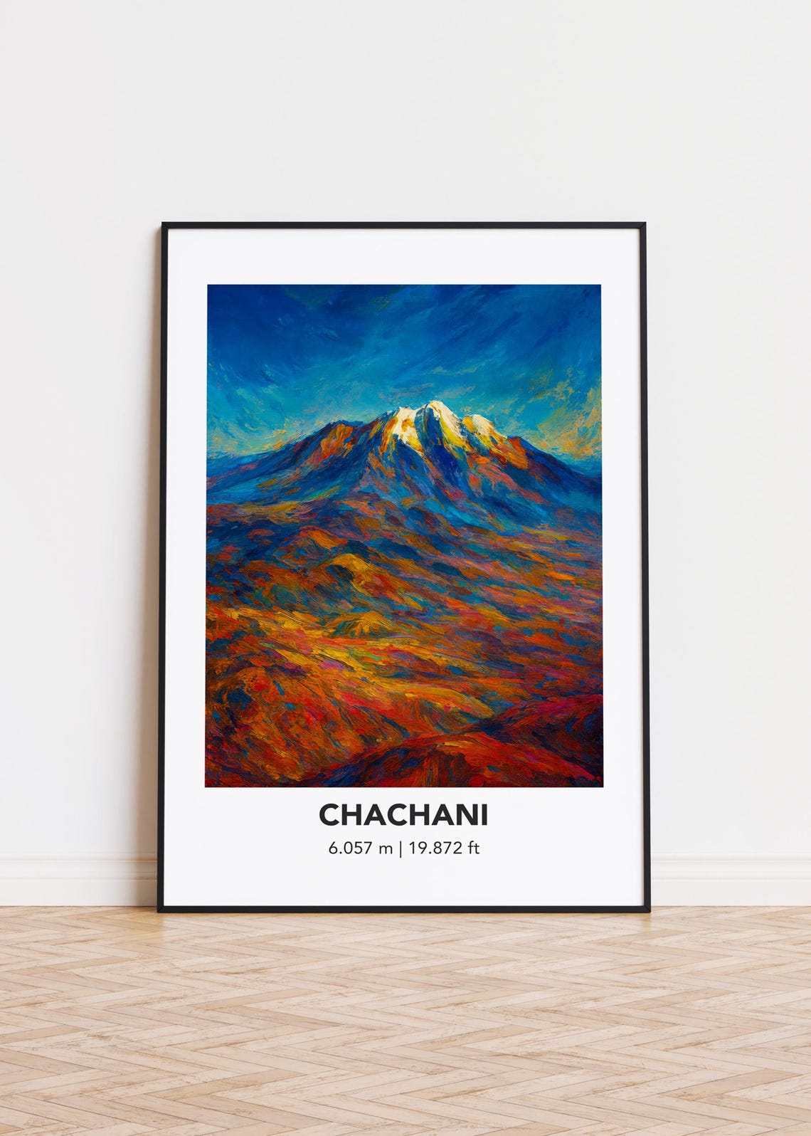 Chachani Volcano 6057M Colorful Slopes Oil Painting Style Peak Poster
