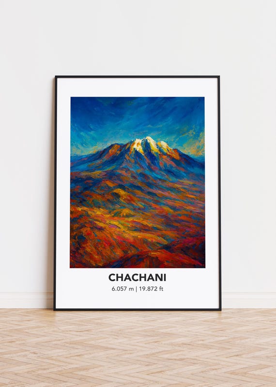 Chachani Poster Mountain Print Modern Oil Painting Style Art