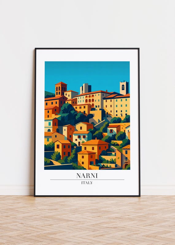Narni Italy Poster Skyline Art Print Travel Souvenir