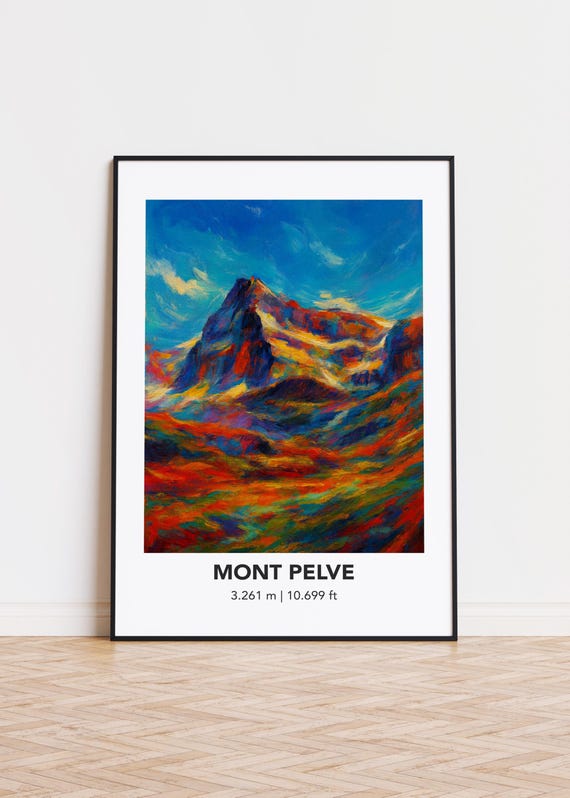 Mont Pelve Mountain Poster Modern Oil Painting Style Art Print