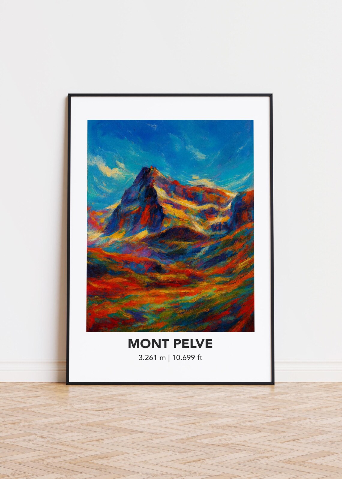Mont Pelve Mountain Impressionist Oil Painting Colorful Alpine Poster