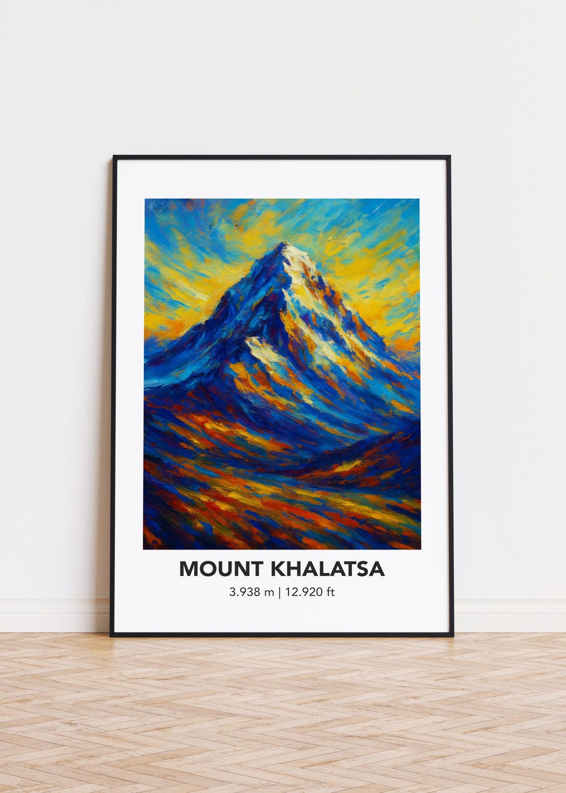 Mount Khalatsa 3938m Elevation Oil Painting Mountain Peak Poster
