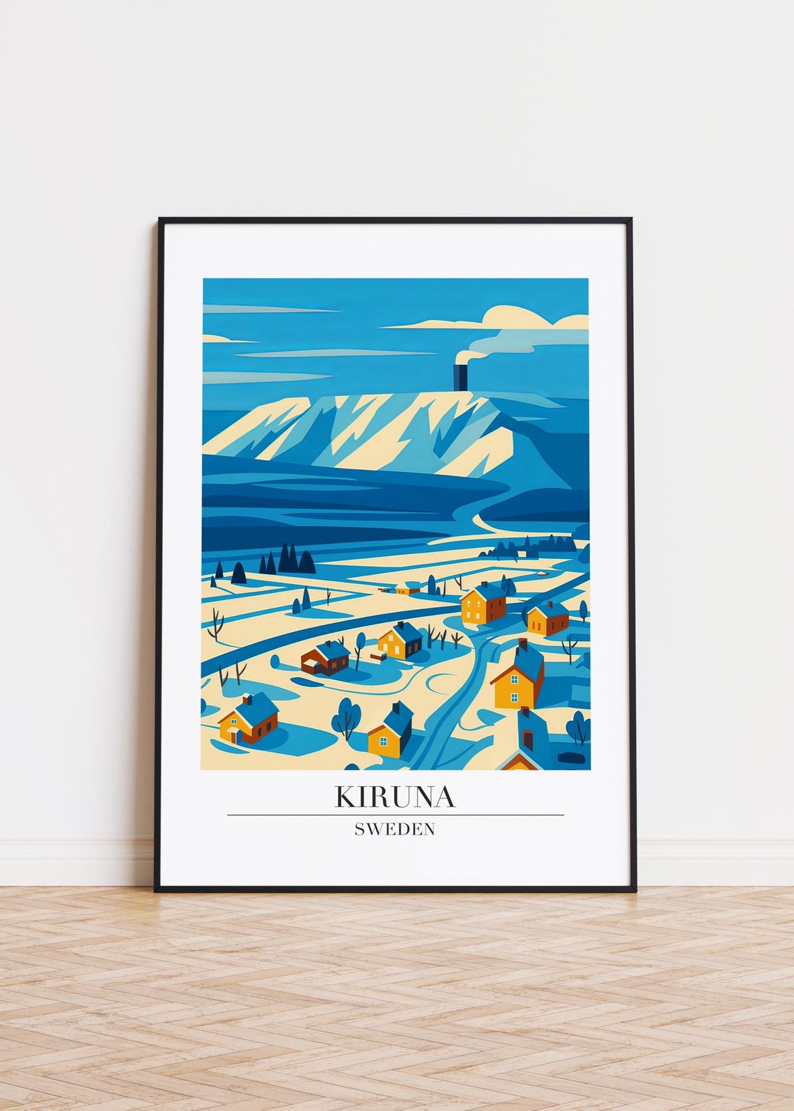 Kiruna Sweden Snowy Mining Town Vintage Travel Poster Arctic Winter